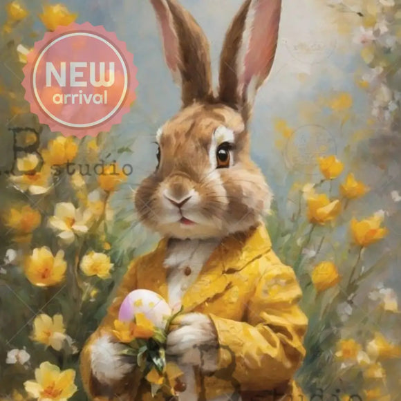 AB Studio - Spring Bunny in Daffodils Decoupage Paper (A4 Size) Decoupage Paper