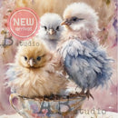 AB Studio - Tea Party Chicks Decoupage Paper (A4 Size) Decoupage Paper