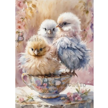 AB Studio - Tea Party Chicks Decoupage Paper (A4 Size) Decoupage Paper
