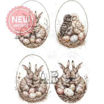 AB Studio - Woodland Easter Oval Frames Decoupage Paper (A4 Size) Decoupage Paper
