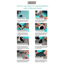 Step-by-step guide showing how to use resin or casting medium with a silicone mold. Instructions include measuring Part A and B, mixing, pouring into a silicone mold, and demolding to reveal a finished DIY piece using ReDesign with Prima mold.