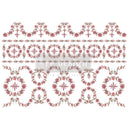 Rub-on transfer that features a dainty, winding floral pattern in stunning shades of blush and brown.