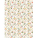 Rice paper design that features a print of pale yellow, pink, and blue bouquets against a soft cream background. White borders are on the sides.