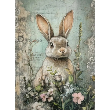 Carte Italiano - Antique Bunny Botanical Art Decoupage Paper (A4 Size) Decoupage Paper