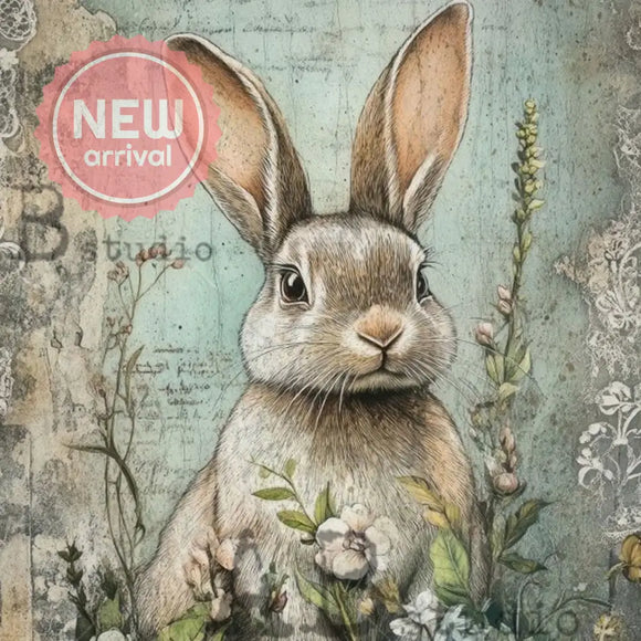 Carte Italiano - Antique Bunny Botanical Art Decoupage Paper (A4 Size) Decoupage Paper