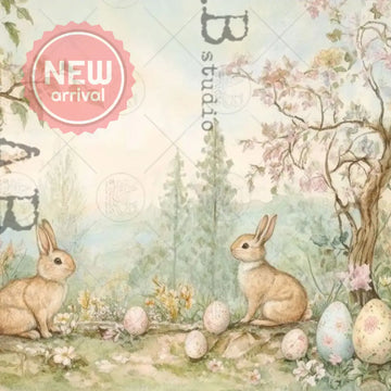 Carte Italiano - Cottage Garden Easter Frame Decoupage Paper (A4 Size) Decoupage Paper