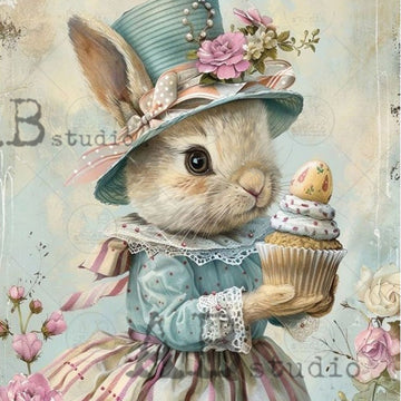 Carte Italiano - Cottage Garden Bunny Dessert Decoupage Paper (A4 Size) Decoupage Paper
