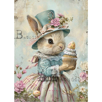 Carte Italiano - Cottage Garden Bunny Dessert Decoupage Paper (A4 Size) Decoupage Paper