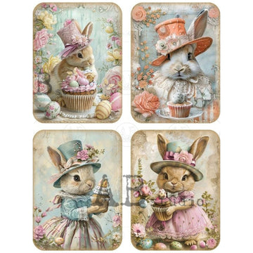 Carte Italiano - Easter Bunnies Cupcake Collage Decoupage Paper (A4 Size) Decoupage Paper