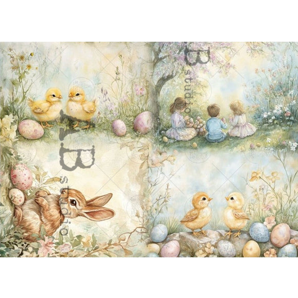 Carte Italiano - Spring Easter Patchwork Decoupage Paper (A4 Size) Decoupage Paper