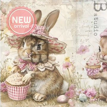 Carte Italiano - Easter Bunnies & Bonnets Decoupage Paper (A4 Size) Decoupage Paper