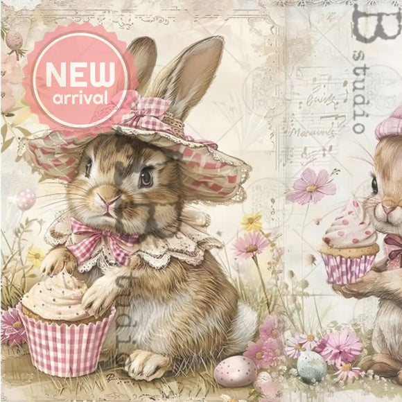 Carte Italiano - Easter Bunnies & Bonnets Decoupage Paper (A4 Size) Decoupage Paper