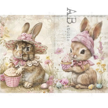 Carte Italiano - Easter Bunnies & Bonnets Decoupage Paper (A4 Size) Decoupage Paper