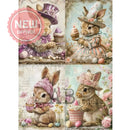 Carte Italiano - Easter Bunnies Cupcake Collage Decoupage Paper (A4 Size) Decoupage Paper