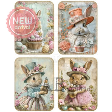 Carte Italiano - Easter Bunnies Cupcake Collage Decoupage Paper (A4 Size) Decoupage Paper