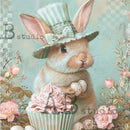 Carte Italiano - Easter Bunny with Cupcake Decoupage Paper (A4 Size) Decoupage Paper