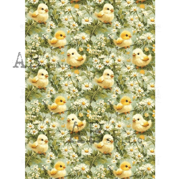 Carte Italiano - Farmhouse Chicks & Daisies Decoupage Paper (A4 Size) Decoupage Paper