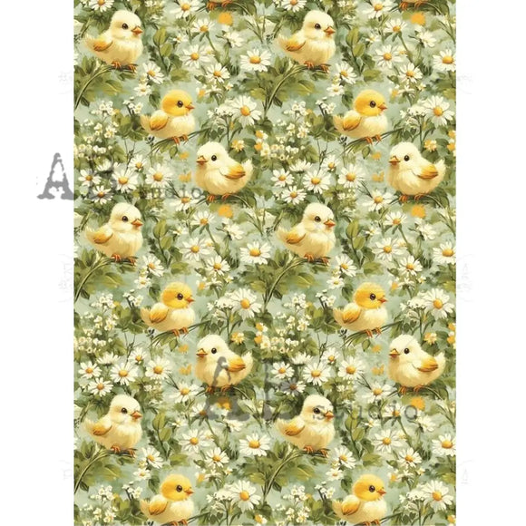 Carte Italiano - Farmhouse Chicks & Daisies Decoupage Paper (A4 Size) Decoupage Paper