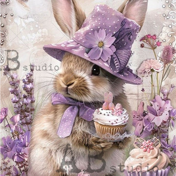 Carte Italiano - Lavender Easter Bunny Decoupage Paper (A4 Size) Decoupage Paper