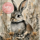 Carte Italiano - Rustic Bunny Wildflowers Art Decoupage Paper (A4 Size) Decoupage Paper