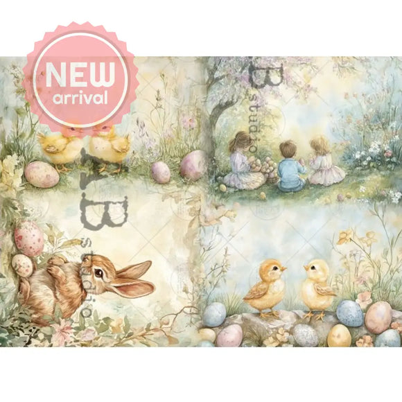 Carte Italiano - Spring Easter Patchwork Decoupage Paper (A4 Size) Decoupage Paper