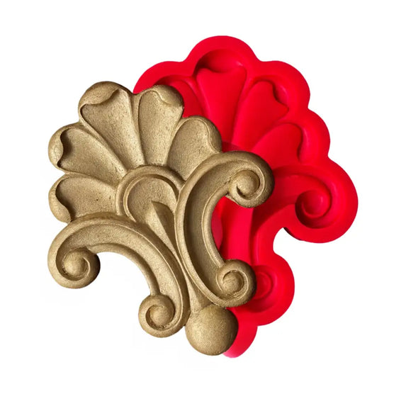 Decorative silicone mold with intricate design on a white background
