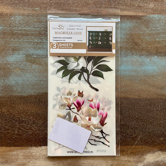 Dadarkar Art - Magnolia Luxe Small Furniture Transfer (3 Sheets 6x12 Each) Rub-On Transfer