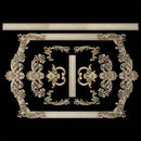 Gold colored silicone mold castings of ornate vintage frames and border trim are against a black background.