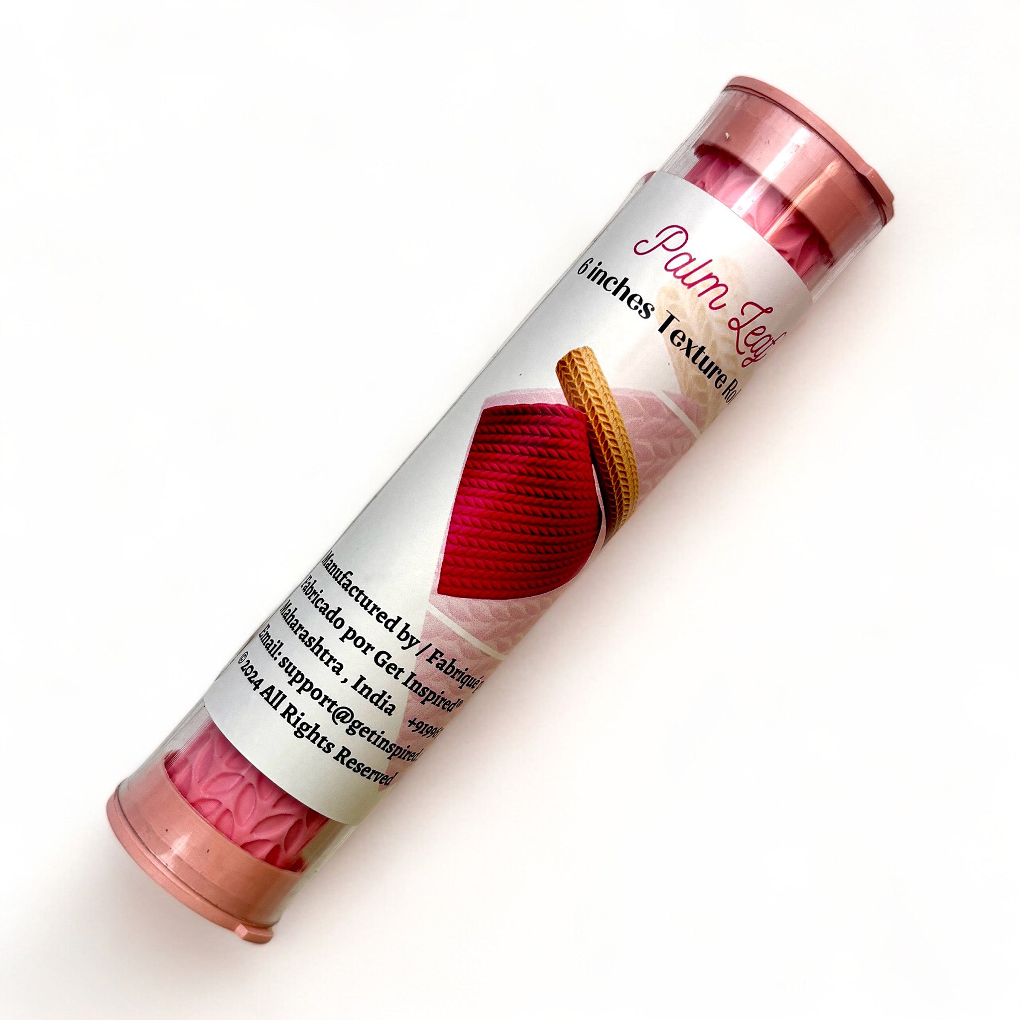 A package tube of Dadarkar Art's Palm Leaf Texture Roller is against a white background.
