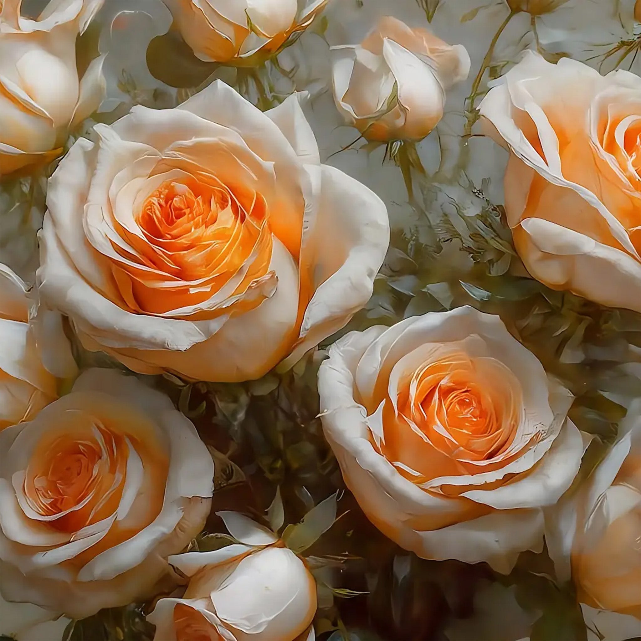 Close-up of a decoupage paper that feature a soft pink rose bouquet.