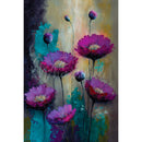 Tissue paper design that features a painting of purple poppies against a dark moody background. White borders are on the sides.