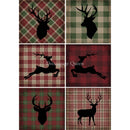 Rice paper featuring 6 festive plaid prints in traditional holiday colors, complete with a playful reindeer motif.
