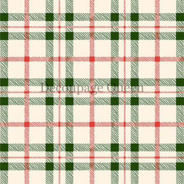 Close-up of a rice paper featuring a charming cream background adorned with red and green plaid.
