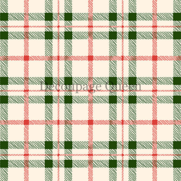 Close-up of a rice paper featuring a charming cream background adorned with red and green plaid.