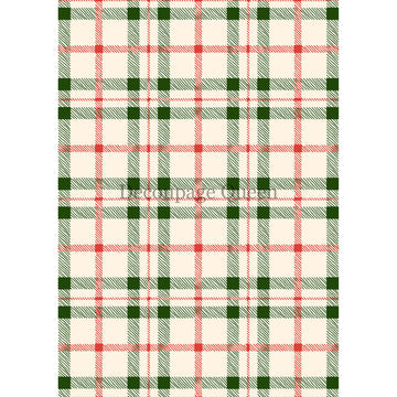 Rice paper featuring a charming cream background adorned with red and green plaid.