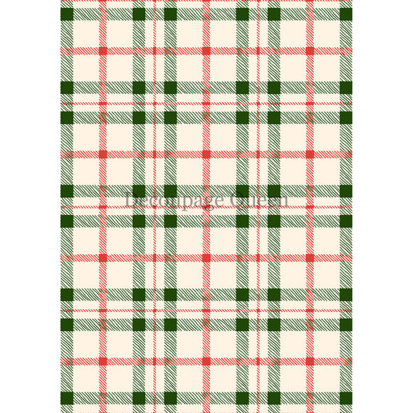 Rice paper featuring a charming cream background adorned with red and green plaid.