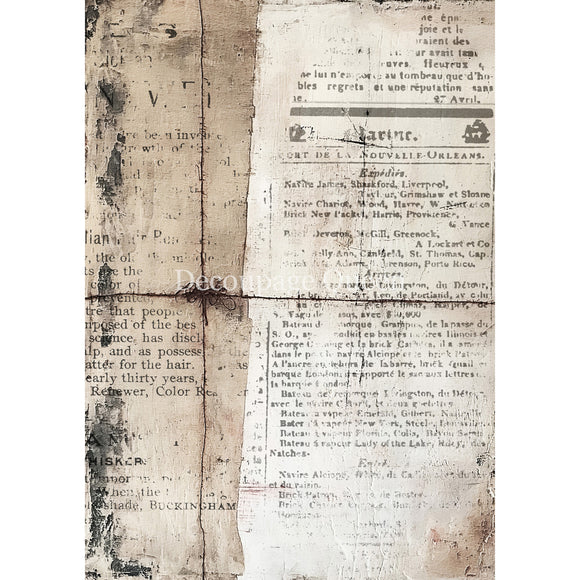 Vintage newspaper clipping with text and a cross, used as a decorative element.