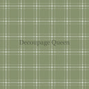 Close-up of a rice paper featuring a sage green and white plaid pattern.