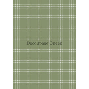 Rice paper featuring a sage green and white plaid pattern.