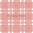 Close-up of a rice paper featuring a lively pink and white plaid print.