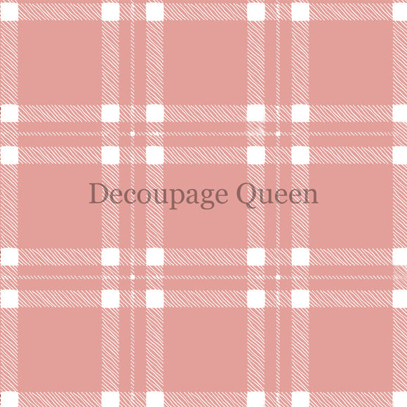 Close-up of a rice paper featuring a lively pink and white plaid print.