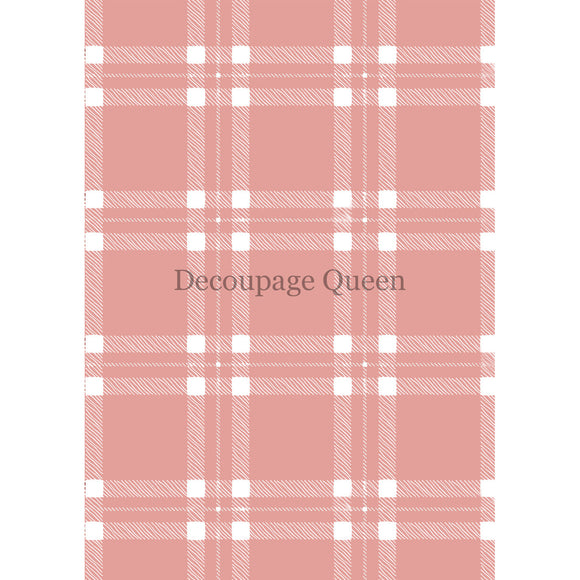 Rice paper featuring a lively pink and white plaid print.