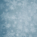 Close-up of a rice paper design featuring a beautiful winter blue background full of snowflakes.