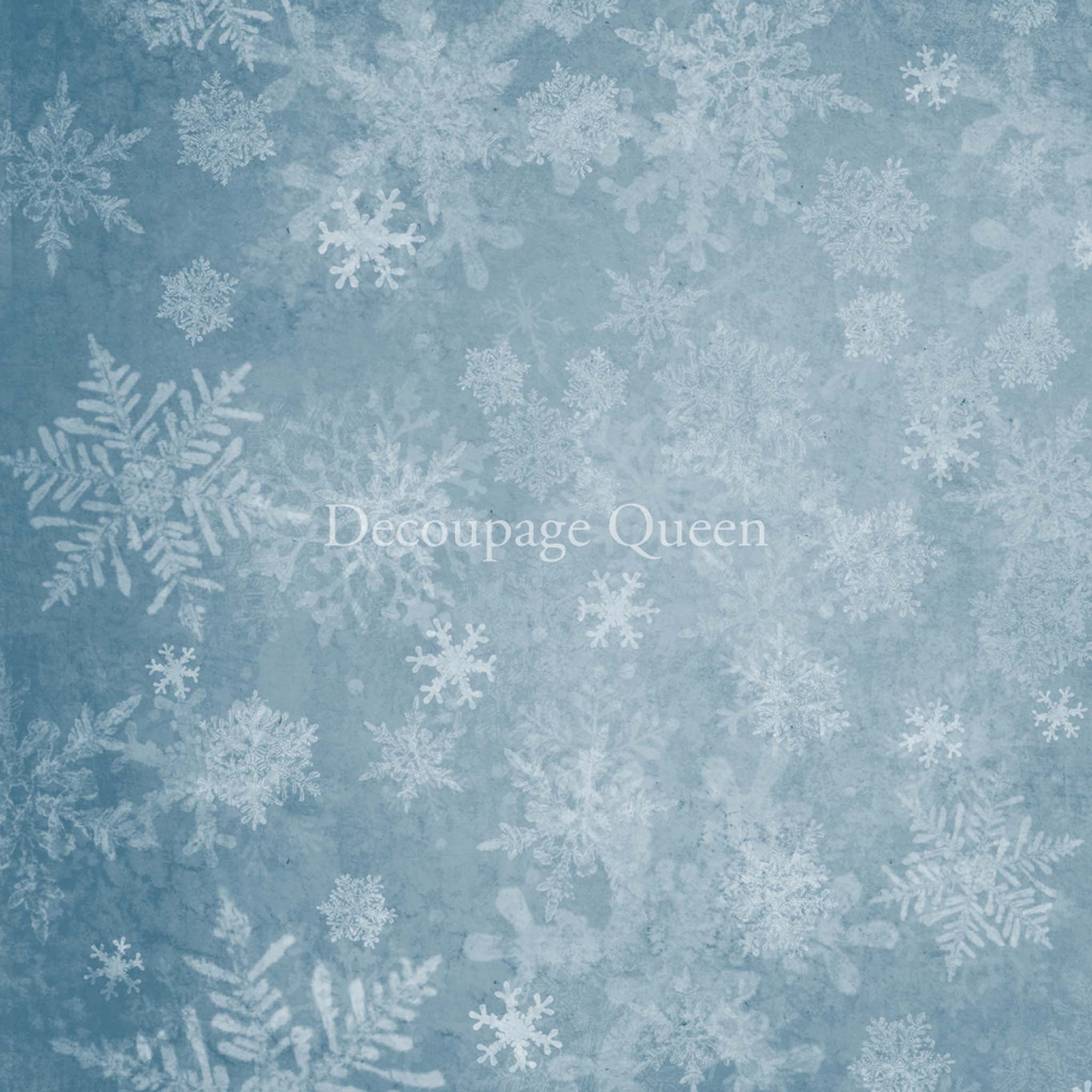 A4 rice paper design featuring a beautiful winter blue background full of snowflakes.
