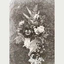 Rice paper featuring a beautiful black and white floral bouquet design on a subtle script background.