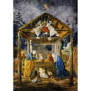 Rice paper featuring a sweet nativity scene with Mary, Joseph, and baby Jesus in a cozy stable surrounded by farm animals and heavenly angels.