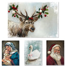 Rice paper featuring 4 designs of a reindeer, a swan, Mary and Baby Jesus, and of course, Santa Claus.