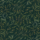 Close-up of a rice paper featuring a gold leaf pattern against a deep green background.