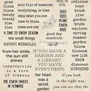 Close-up of a rice paper featuring charming garden sentiments and quotes. 