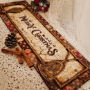 A Christmas decor sign features Decoupage Queen's Holiday Wrapping rice paper on it.